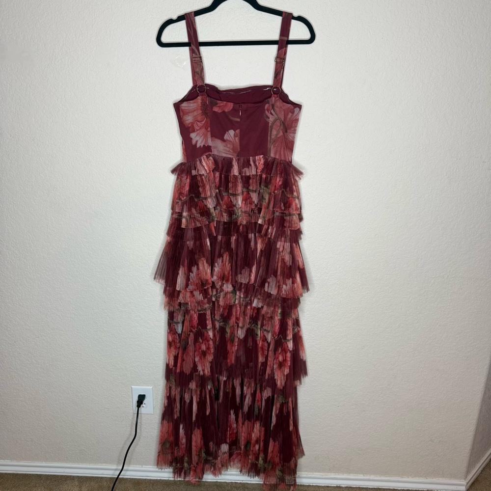 Hutch Burgundy Floral Tiered Maxi Dress - Picture 3 of 4